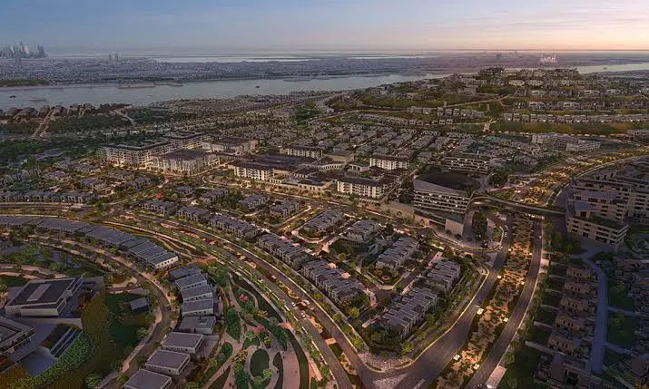 Hudayriyat Island residential neighbourhoods at dusk